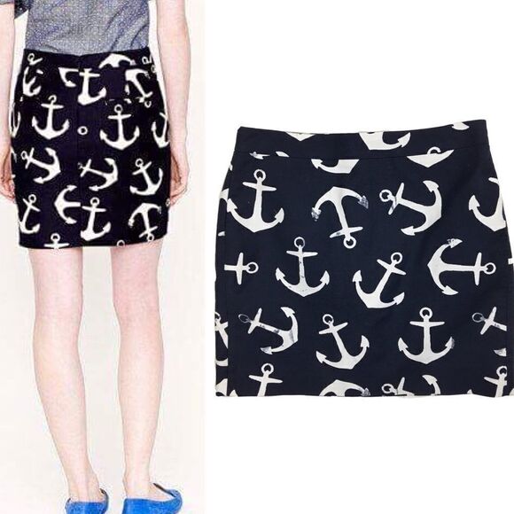 J. Crew navy blue anchor skirt - Picture 2 of 6